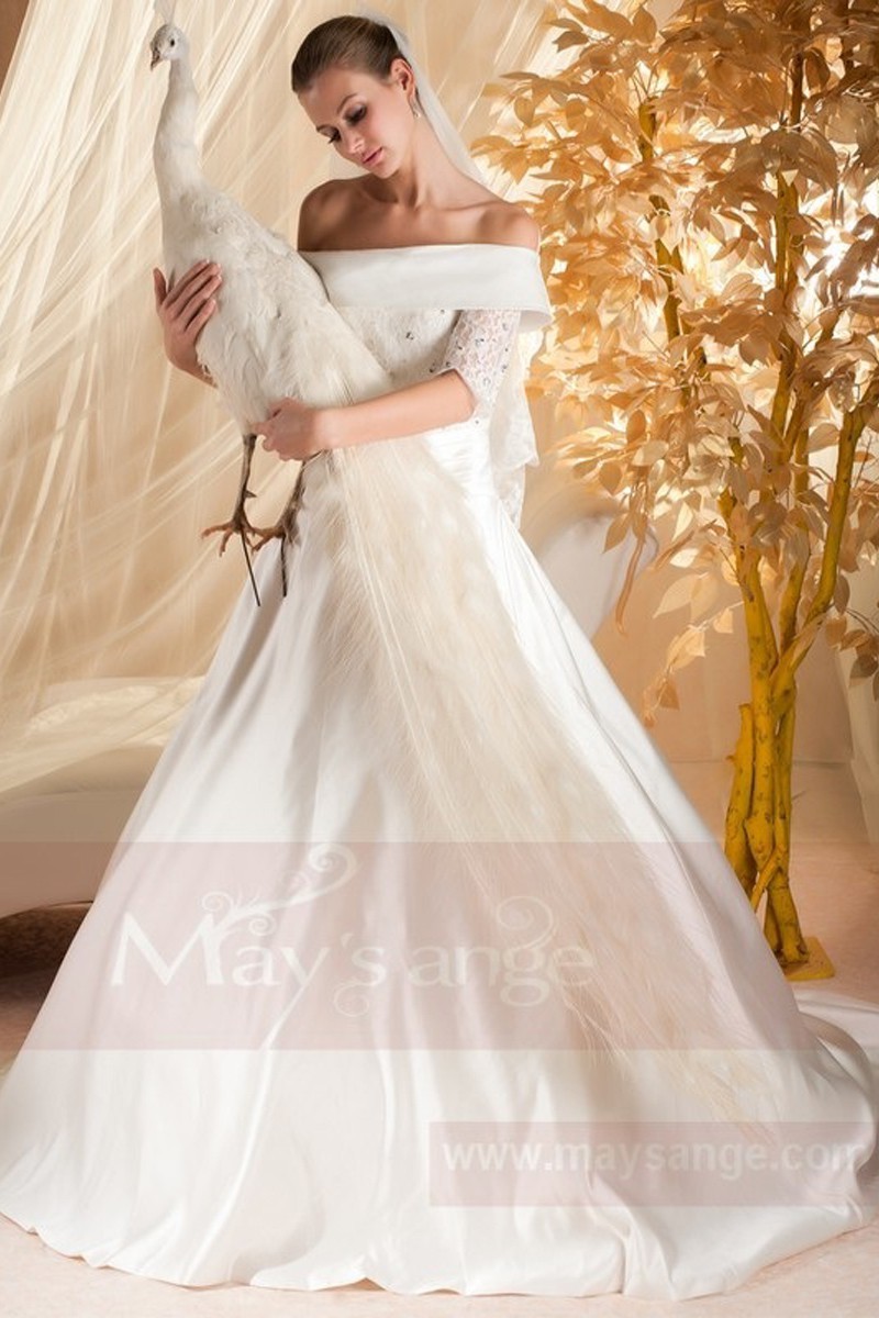 A-line Wedding Dress With Off The Shoulder Long Sleeves