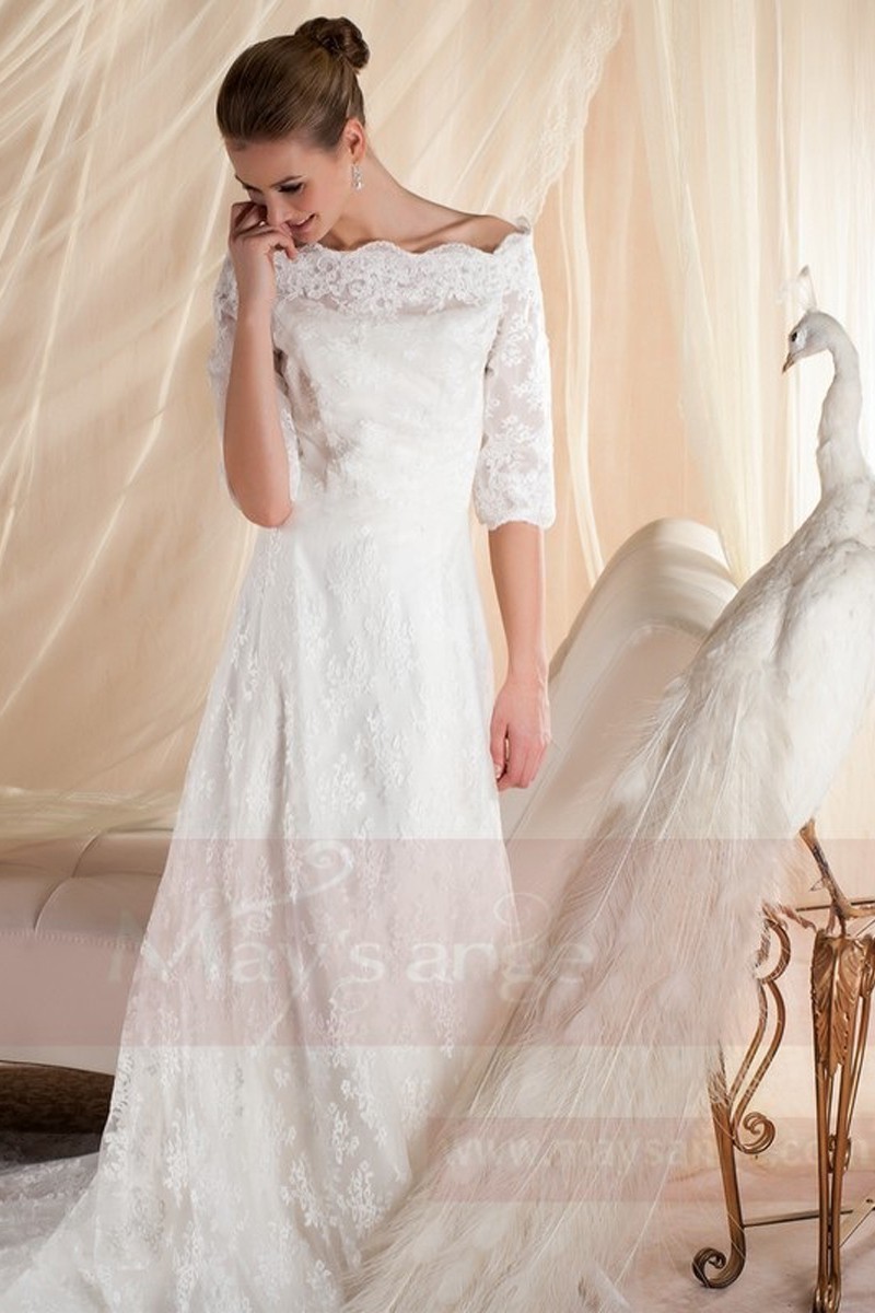 robe de mariée vintage dentelle blanche pas cher - Ref M353 - Robes de  mariée
