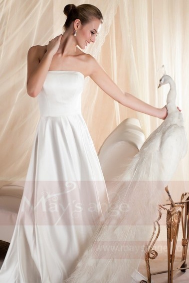 robe mariage bustier simple blanche en satin pas cher - Ref M354 - Robes de  mariée