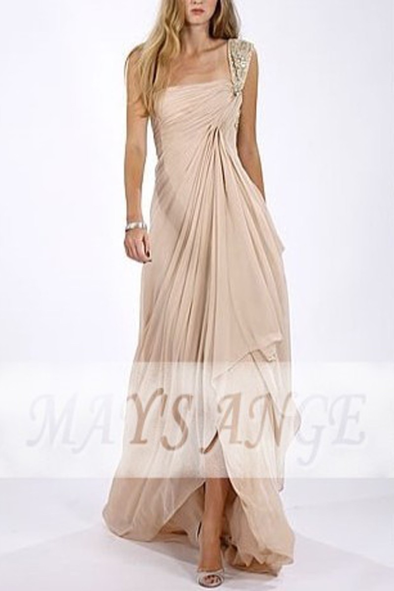 beige long gown dress