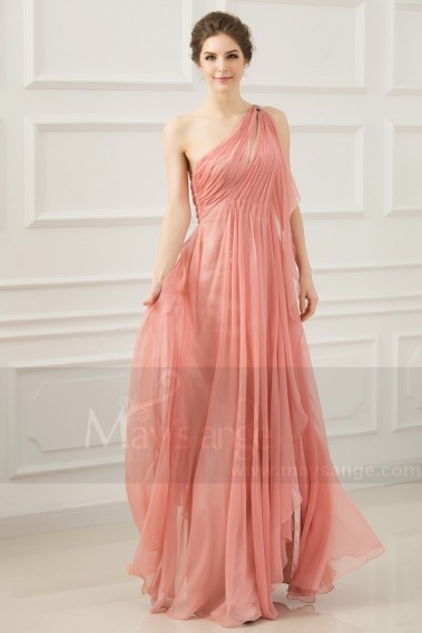 robe de soirée grec mousseline rose - L765 #1