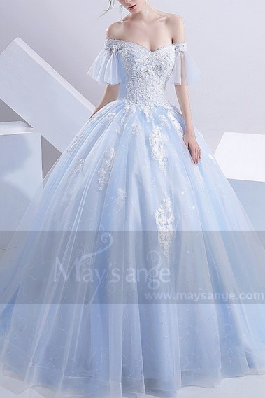 robe de mariage M387 bleu turquoise - M387 #1