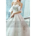 Off-The-Shoulder Sweetheart Bodice Lace Princess Dress With Train - Ref M372 - 02