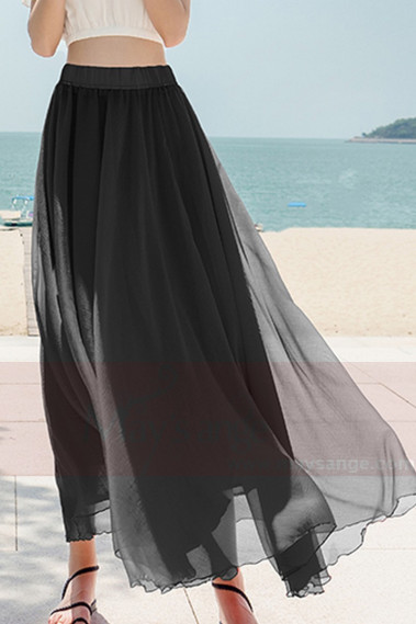 Jupe noire voile - Ref ju011 - Jupe femme longue