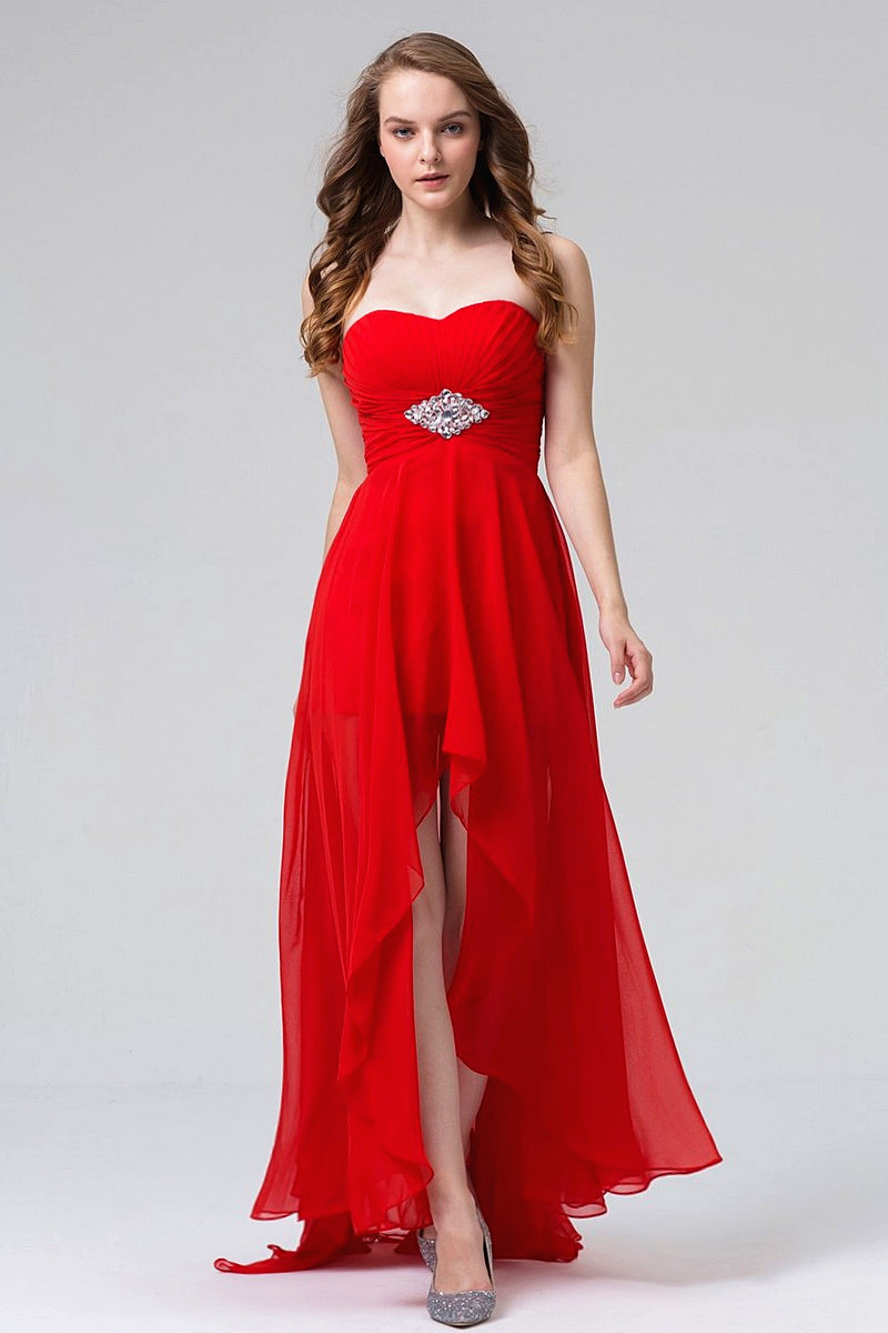 red color long dress
