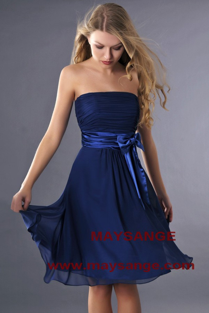 Navy Blue Short Strapless Homecoming Party Dress