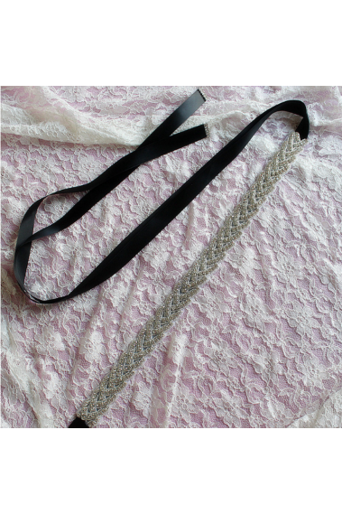 Sparkly golden braided black bridal belt - YD006 #1
